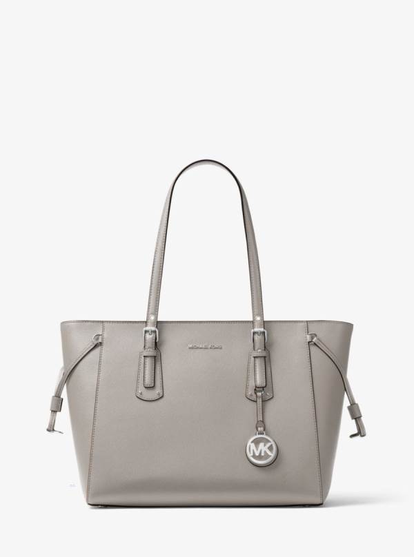 Damske Prenosná Taška Michael Kors Voyager Medium Crossgrain Leather Siva - Kabelky Michael Kors Lacne | IOFNJ-8365